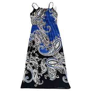 White House Black Market Blue and Black Maxi Dress